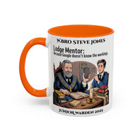 Premium Personalised Freemason Colour Rim Mug - Lodge Mentor Design - Because Google doesn't know the workings - Masonic Mugs