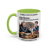 Premium Personalised Freemason Colour Rim Mug - Lodge Mentor Design - Because Google doesn't know the workings - Masonic Mugs