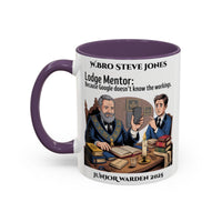Premium Personalised Freemason Colour Rim Mug - Lodge Mentor Design - Because Google doesn't know the workings - Masonic Mugs