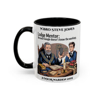 Premium Personalised Freemason Colour Rim Mug - Lodge Mentor Design - Because Google doesn't know the workings - Masonic Mugs