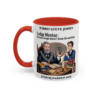 Premium Personalised Freemason Colour Rim Mug - Lodge Mentor Design - Because Google doesn't know the workings - Masonic Mugs