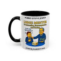 Premium Personalised Freemason Colour Rim Mug - Lodge Mentor Design - For instruction, encouragement and proving - Masonic Mugs