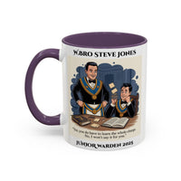 Premium Personalised Freemason Colour Rim Mug - Lodge Mentor Design - Yes you do have to learn the whole charge - Masonic Mugs