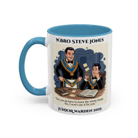 Premium Personalised Freemason Colour Rim Mug - Lodge Mentor Design - Yes you do have to learn the whole charge - Masonic Mugs