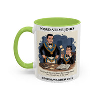 Premium Personalised Freemason Colour Rim Mug - Lodge Mentor Design - Yes you do have to learn the whole charge - Masonic Mugs