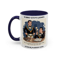 Premium Personalised Freemason Colour Rim Mug - Lodge Mentor Design - Yes you do have to learn the whole charge - Masonic Mugs