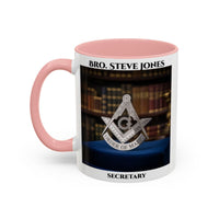 Premium Personalised Freemason Colour Rim Mug - Mark Masonry - Masonic Mugs