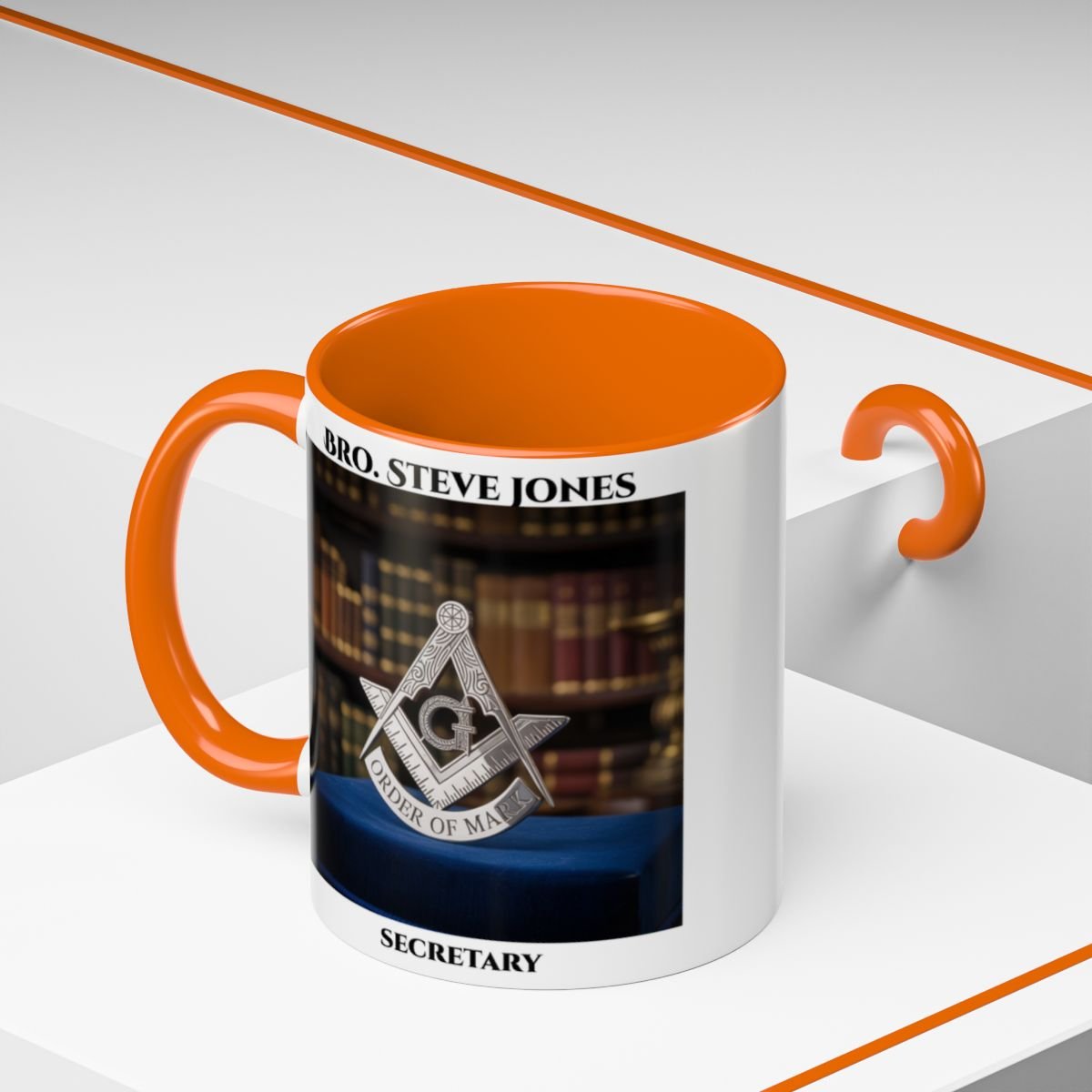 Premium Personalised Freemason Colour Rim Mug - Mark Masonry - Masonic Mugs