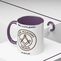 Premium Personalised Freemason Colour Rim Mug - Mark Masonry Emblem - Masonic Mugs