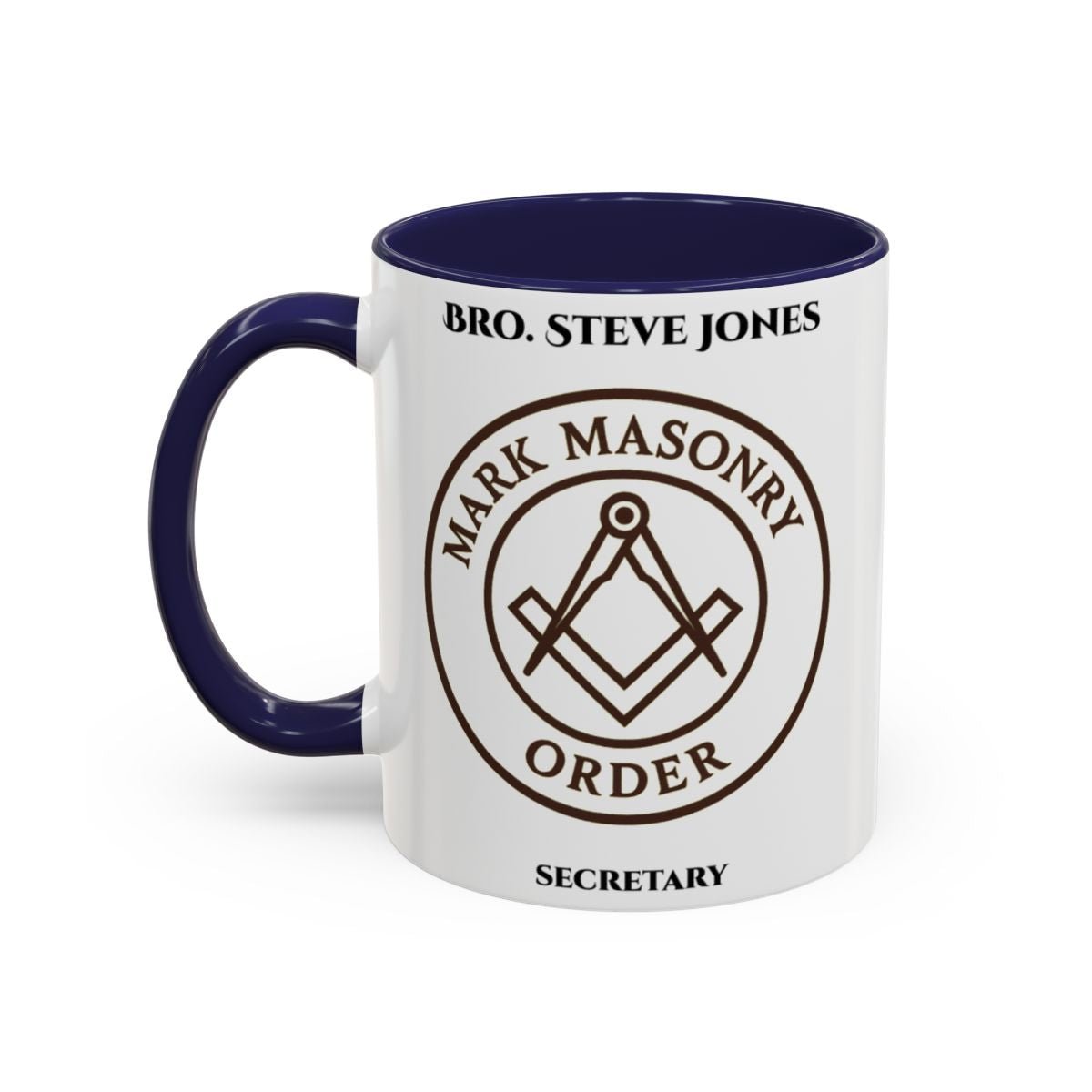 Premium Personalised Freemason Colour Rim Mug - Mark Masonry Emblem - Masonic Mugs
