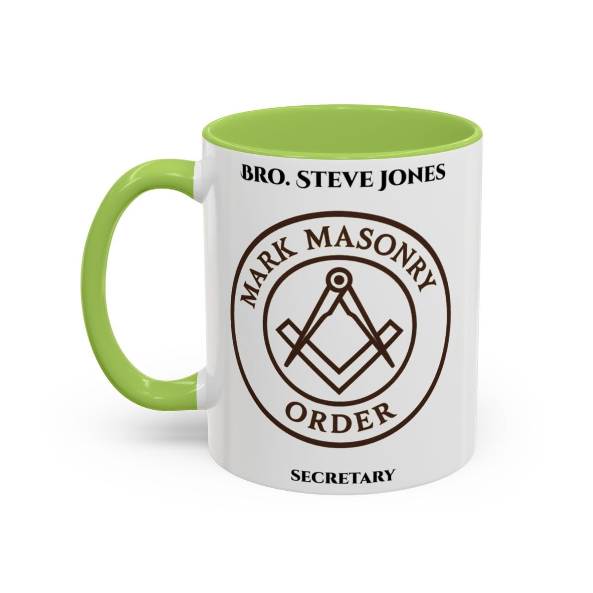 Premium Personalised Freemason Colour Rim Mug - Mark Masonry Emblem - Masonic Mugs