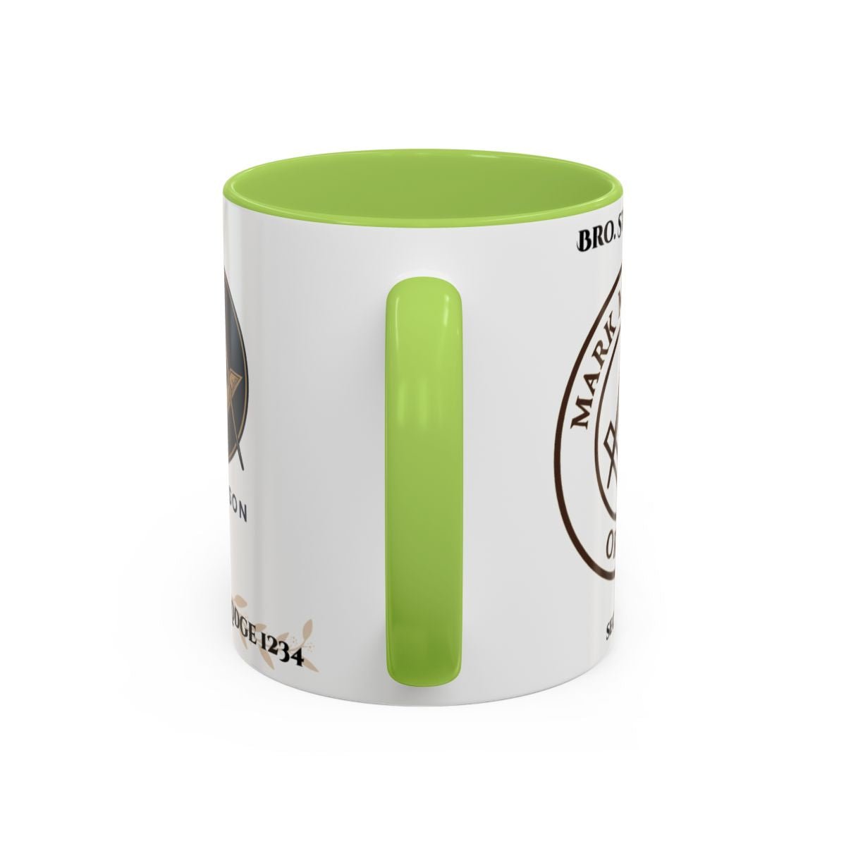 Premium Personalised Freemason Colour Rim Mug - Mark Masonry Emblem - Masonic Mugs