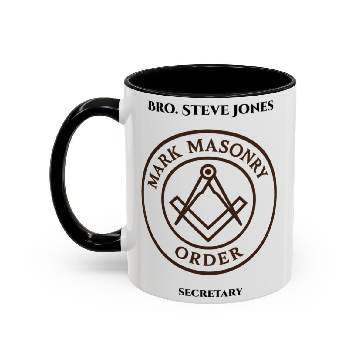 Premium Personalised Freemason Colour Rim Mug - Mark Masonry Emblem - Masonic Mugs