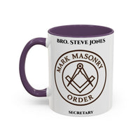Premium Personalised Freemason Colour Rim Mug - Mark Masonry Emblem - Masonic Mugs