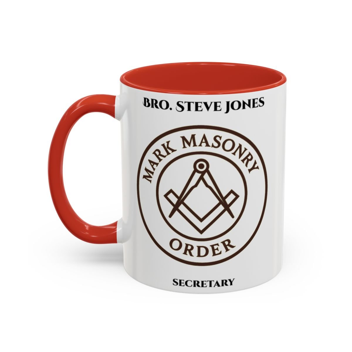 Premium Personalised Freemason Colour Rim Mug - Mark Masonry Emblem - Masonic Mugs