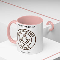 Premium Personalised Freemason Colour Rim Mug - Mark Masonry Emblem - Masonic Mugs