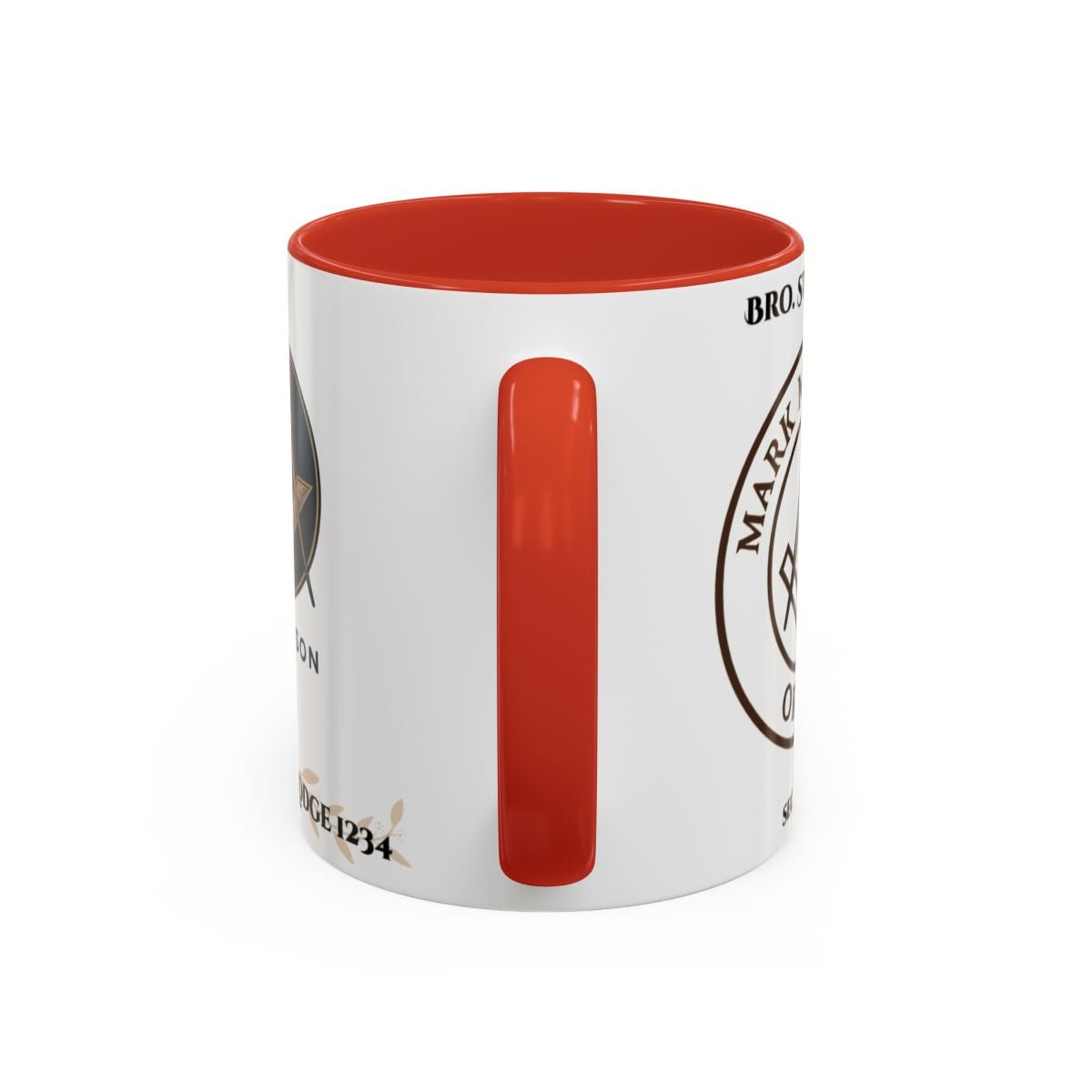 Premium Personalised Freemason Colour Rim Mug - Mark Masonry Emblem - Masonic Mugs