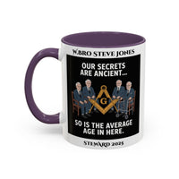 Premium Personalised Freemason Colour Rim Mug - Masonic Memes Design - Average age of people here - Masonic Mugs