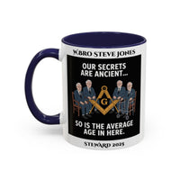 Premium Personalised Freemason Colour Rim Mug - Masonic Memes Design - Average age of people here - Masonic Mugs