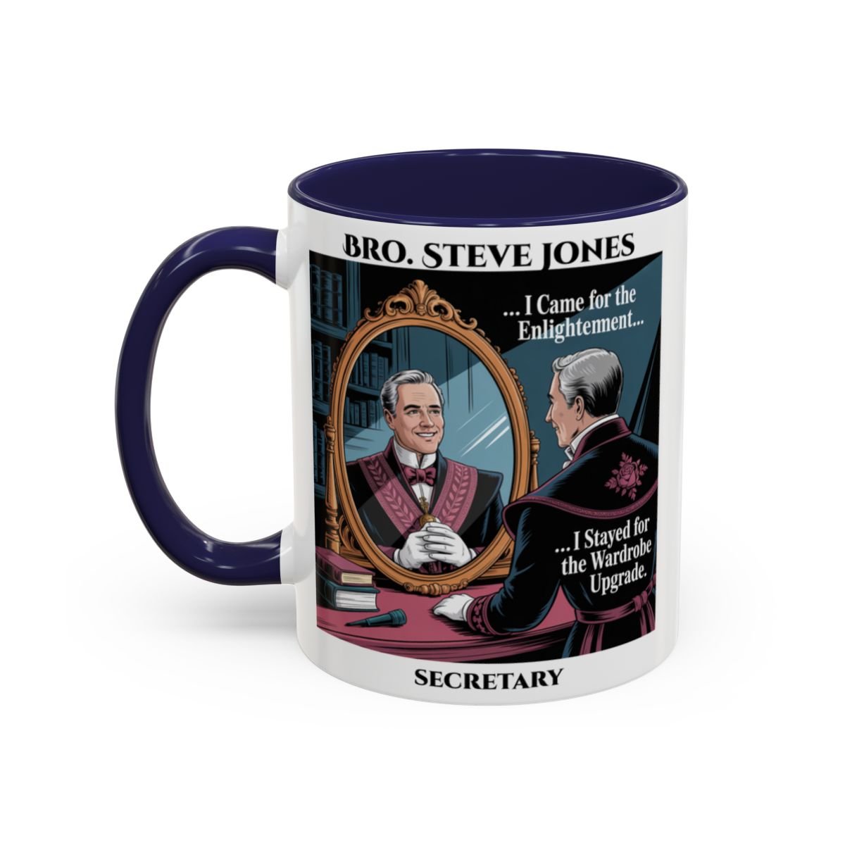 Premium Personalised Freemason Colour Rim Mug - Masonic Regalia Design - Masonic Mugs