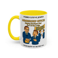 Premium Personalised Freemason Colour Rim Mug - Membership Officer Design Helping brothers feel part of the lodge - Masonic Mugs