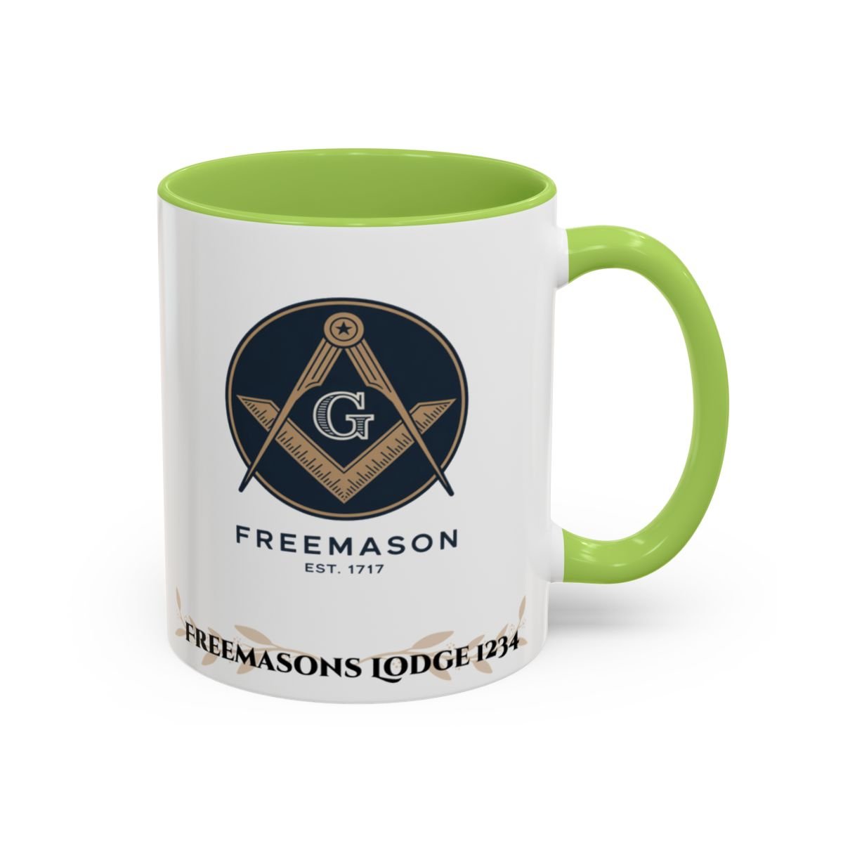 Premium Personalised Freemason Colour Rim Mug - Membership Officer Design Offering support and resources for newcomers - Masonic Mugs