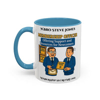 Premium Personalised Freemason Colour Rim Mug - Membership Officer Design Offering support and resources for newcomers - Masonic Mugs