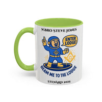 Premium Personalised Freemason Colour Rim Mug - Meme - beam me up to the lodge - Masonic Mugs