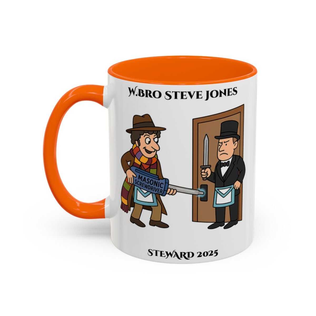 Premium Personalised Freemason Colour Rim Mug - Meme - Dr Who - Masonic Mugs