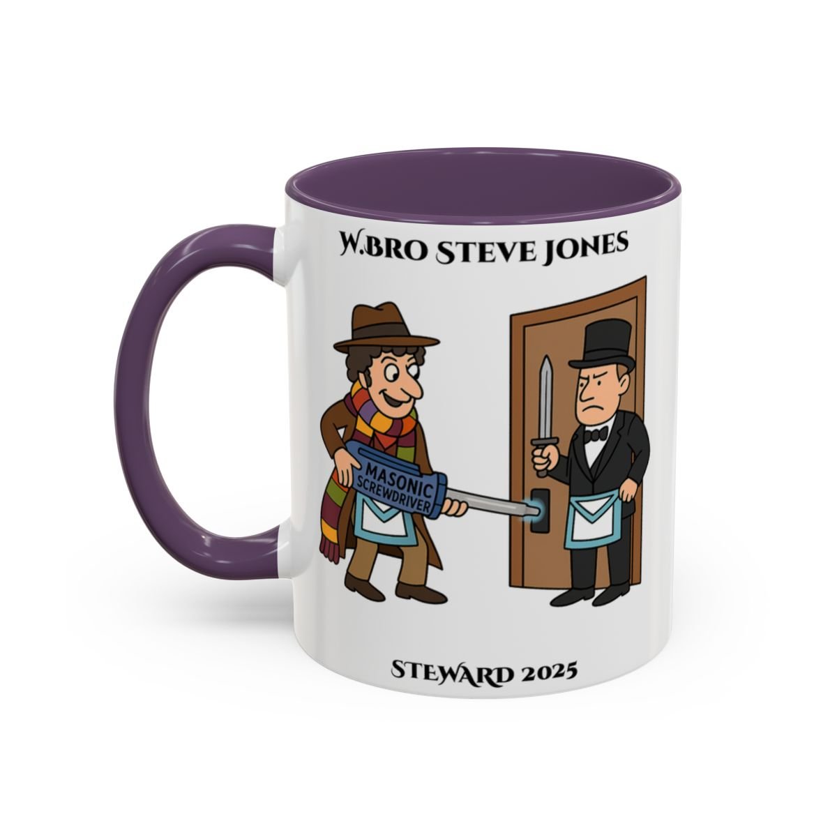 Premium Personalised Freemason Colour Rim Mug - Meme - Dr Who - Masonic Mugs