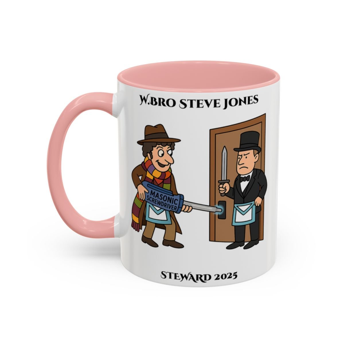 Premium Personalised Freemason Colour Rim Mug - Meme - Dr Who - Masonic Mugs