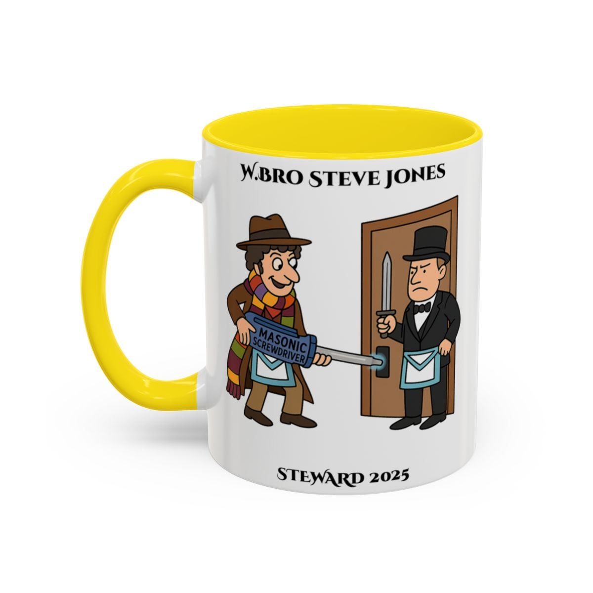 Premium Personalised Freemason Colour Rim Mug - Meme - Dr Who - Masonic Mugs