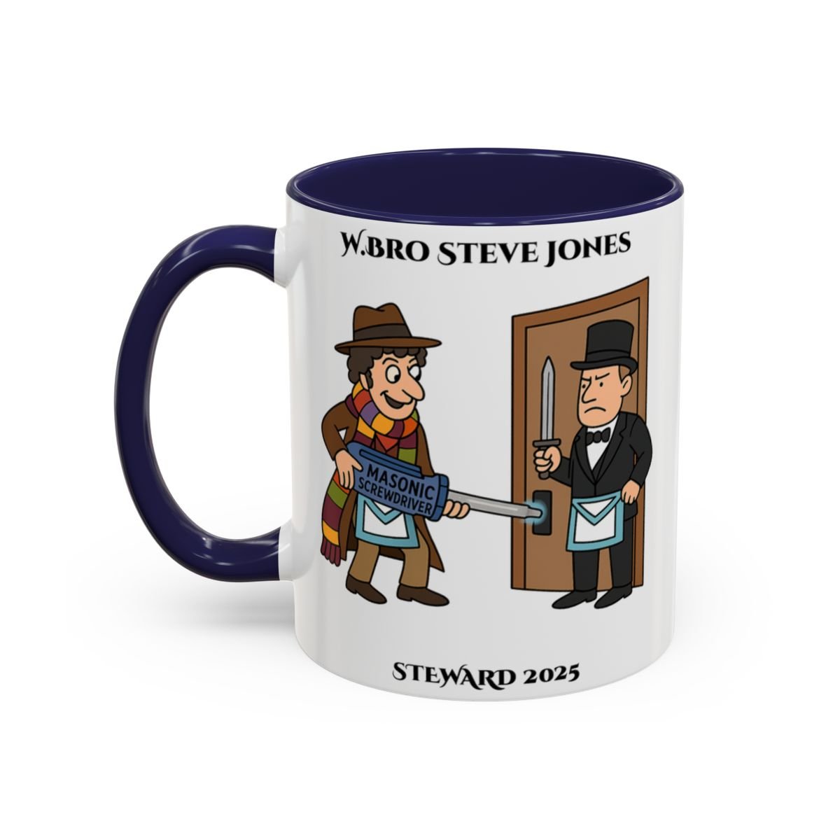 Premium Personalised Freemason Colour Rim Mug - Meme - Dr Who - Masonic Mugs