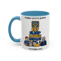 Premium Personalised Freemason Colour Rim Mug - Meme - eat, sleep, lodge, repeat - Masonic Mugs