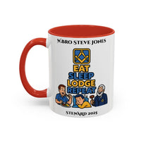 Premium Personalised Freemason Colour Rim Mug - Meme - eat, sleep, lodge, repeat - Masonic Mugs