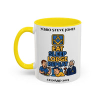 Premium Personalised Freemason Colour Rim Mug - Meme - eat, sleep, lodge, repeat - Masonic Mugs