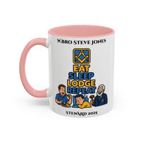 Premium Personalised Freemason Colour Rim Mug - Meme - eat, sleep, lodge, repeat - Masonic Mugs