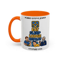 Premium Personalised Freemason Colour Rim Mug - Meme - eat, sleep, lodge, repeat - Masonic Mugs