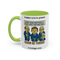 Premium Personalised Freemason Colour Rim Mug - Meme - Every new member at meetings - Masonic Mugs