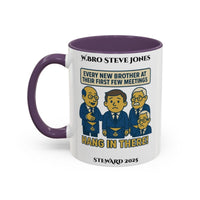 Premium Personalised Freemason Colour Rim Mug - Meme - Every new member at meetings - Masonic Mugs