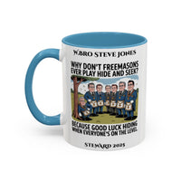 Premium Personalised Freemason Colour Rim Mug - Meme - Hide and Seek - Masonic Mugs