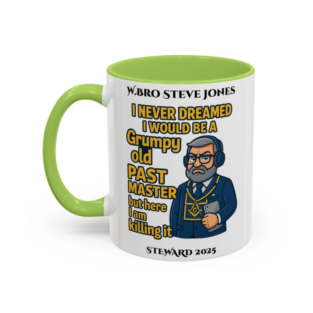 Premium Personalised Freemason Colour Rim Mug - Meme - I never dreamed i would be a grumpy past master - Masonic Mugs