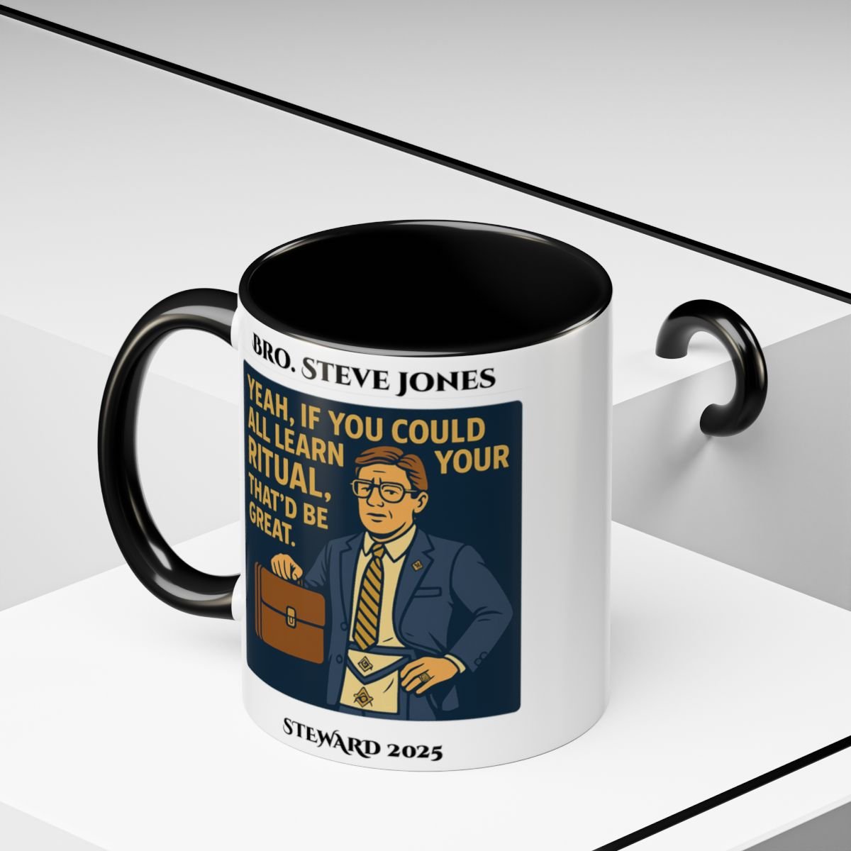Premium Personalised Freemason Colour Rim Mug - Meme - If you can learn all your ritual - Masonic Mugs