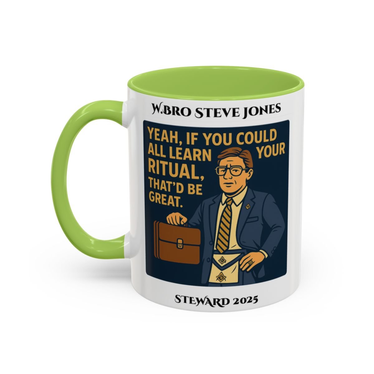 Premium Personalised Freemason Colour Rim Mug - Meme - If you can learn all your ritual - Masonic Mugs