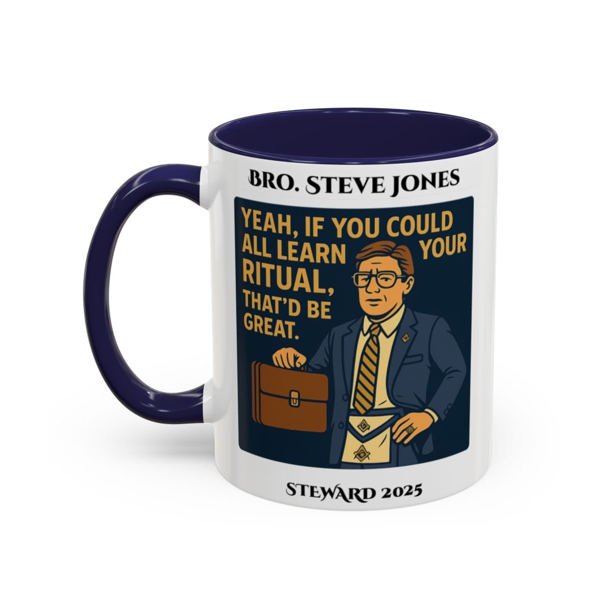 Premium Personalised Freemason Colour Rim Mug - Meme - If you can learn all your ritual - Masonic Mugs