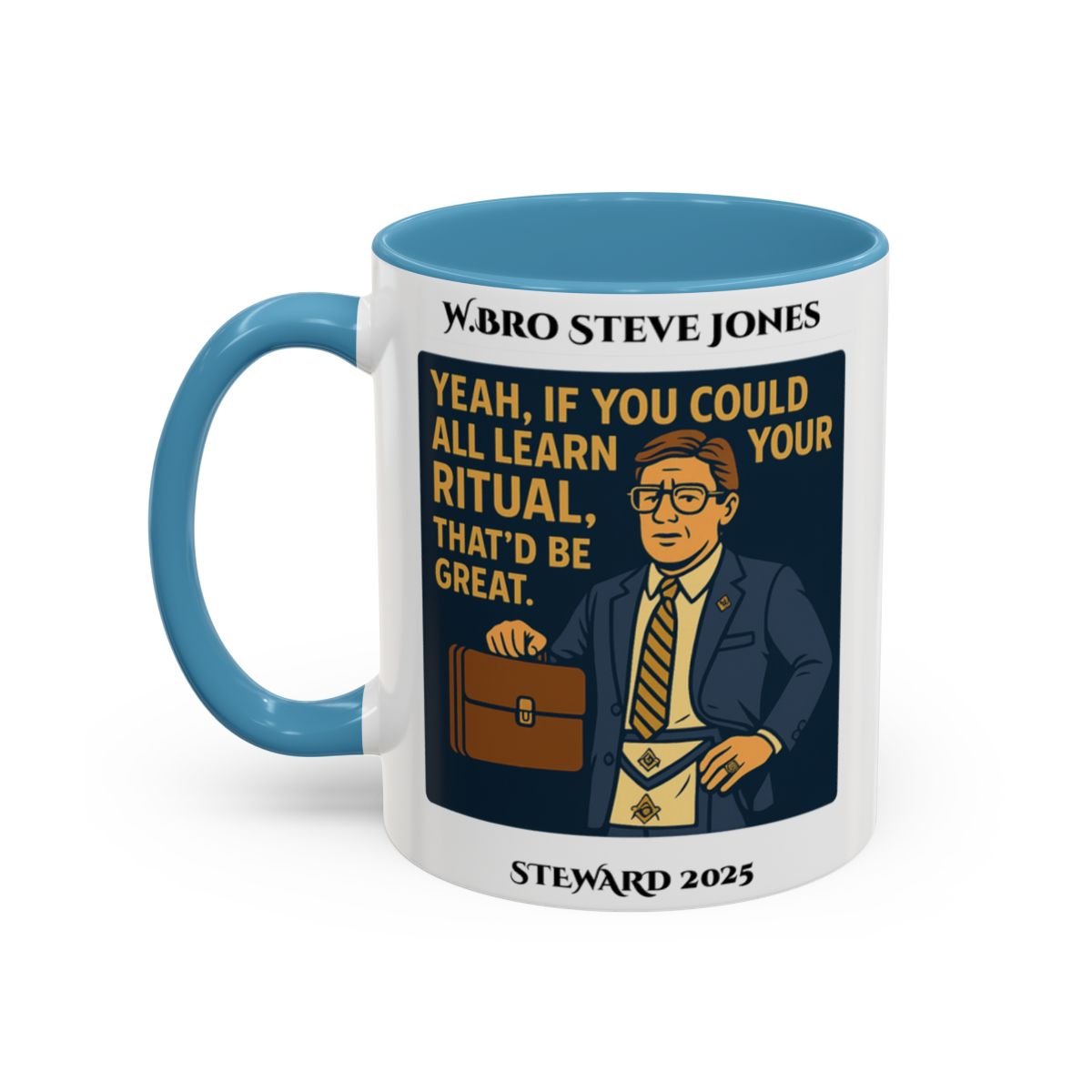 Premium Personalised Freemason Colour Rim Mug - Meme - If you can learn all your ritual - Masonic Mugs