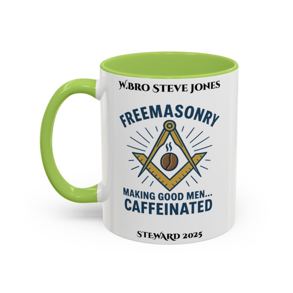 Premium Personalised Freemason Colour Rim Mug - Meme - Making good men caffeinated - Masonic Mugs