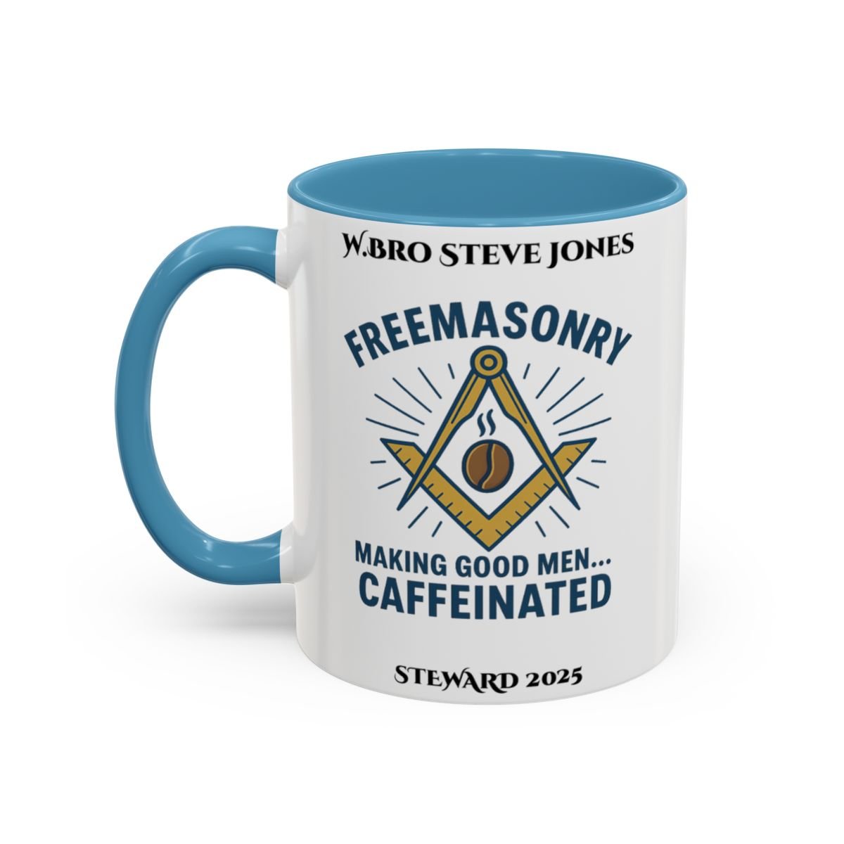 Premium Personalised Freemason Colour Rim Mug - Meme - Making good men caffeinated - Masonic Mugs