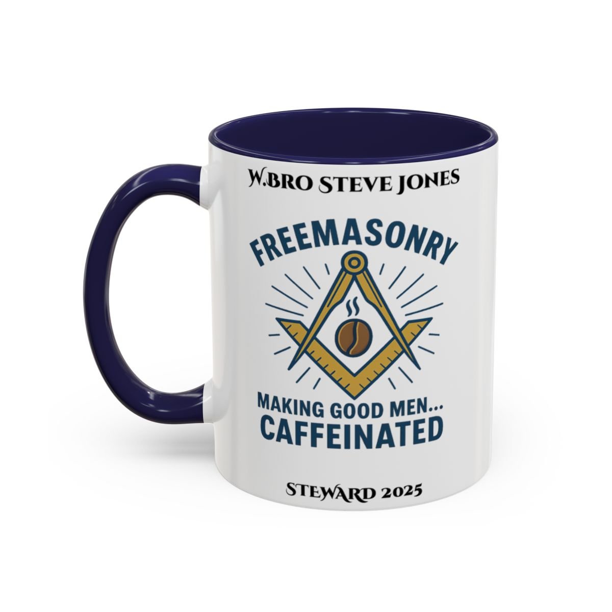 Premium Personalised Freemason Colour Rim Mug - Meme - Making good men caffeinated - Masonic Mugs