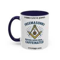 Premium Personalised Freemason Colour Rim Mug - Meme - Making good men caffeinated - Masonic Mugs